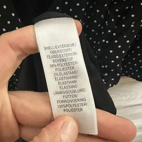 Adrianna Papell Womens Black Polka Dot Ruffle V-Neck Dress Size 0 - Picture 8 of 9